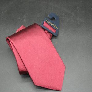 BROOKS BROTHERS Tie Red Solid Twill Silk Made USA 58" x 3.5" New (Other)